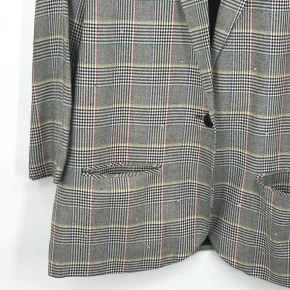 Azzurri Wms Blazer 18 Gray Glen Plaid Rhinestone Vintage 90s Dark Academia - Picture 7 of 9